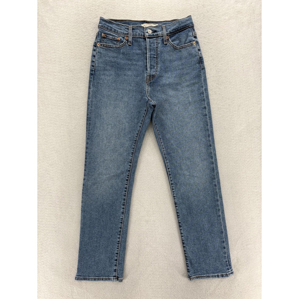 Levis Wedgie Straight Jeans Womens 27 Blue Med Wash High Rise Slim Button Fly